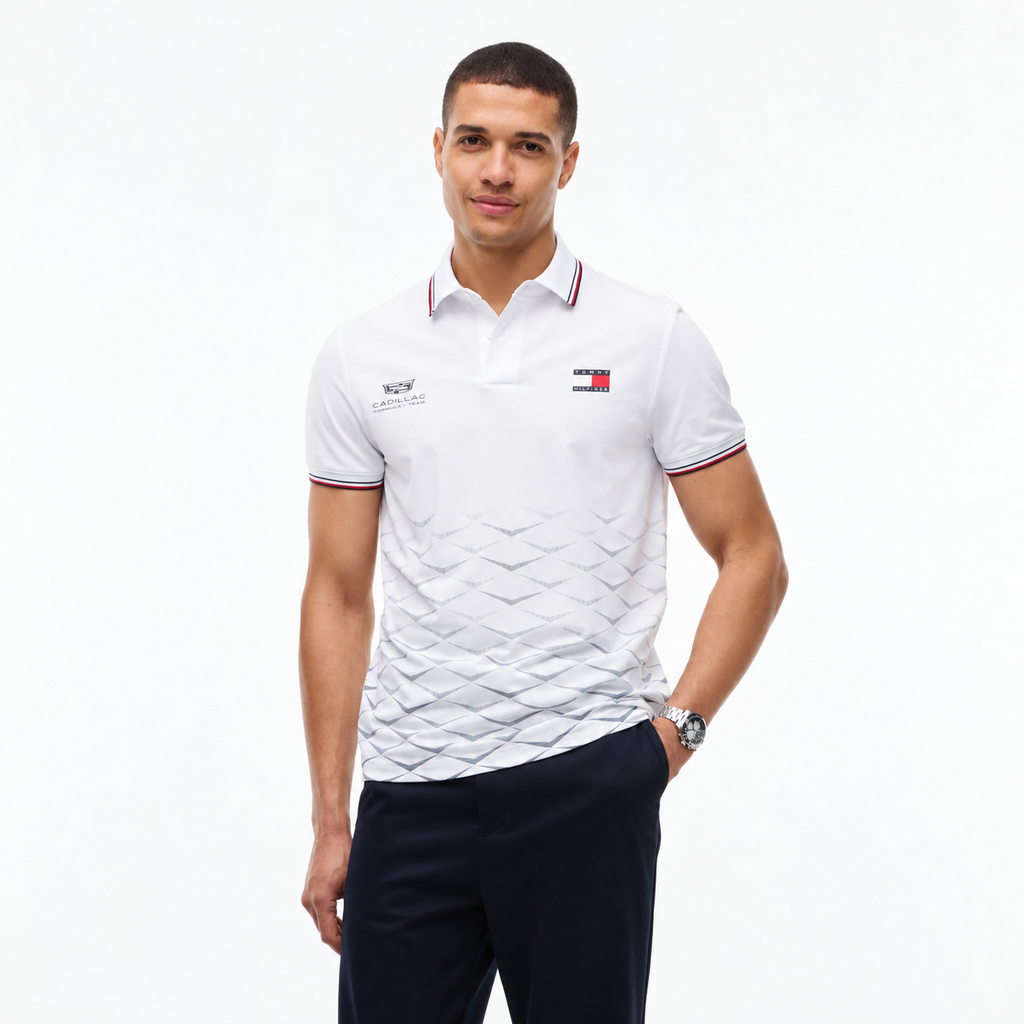 Polo Sergio Pérez Cadillac F1 2026 Blanco Tommy Hilfiger - vista 2