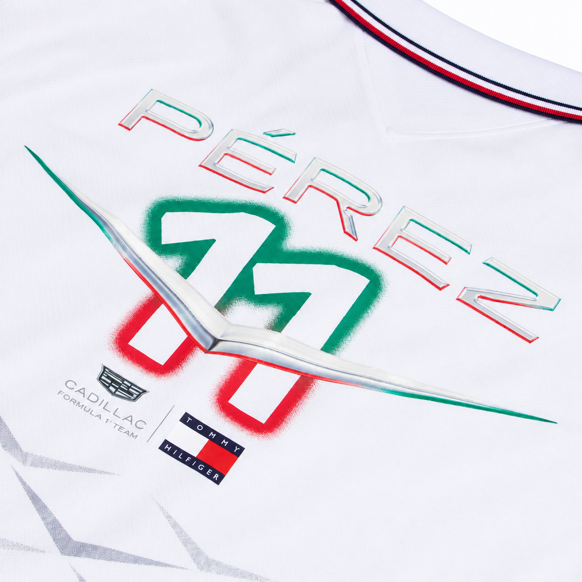 Polo Sergio Pérez Cadillac F1 2026 Blanco Tommy Hilfiger - vista 4